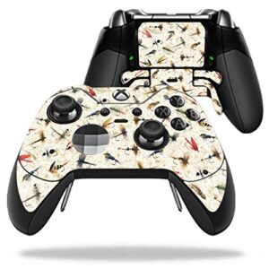 mightyskins skin compatible with microsoft xbox one elite controller - fishing flies | protective, durable, and unique vinyl wrap cover | easy to apply, remove, and change styles | made in the usa