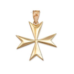 10k polished yellow gold maltese cross pendant