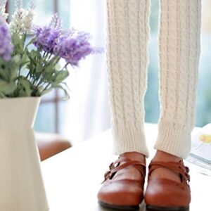 Elandy Knit Winter Thermal Warm Leg Warmers-Long Socks Boot Cuffs Topper Legging Pads For Women Lady Girls Best Xmas Gift (White)