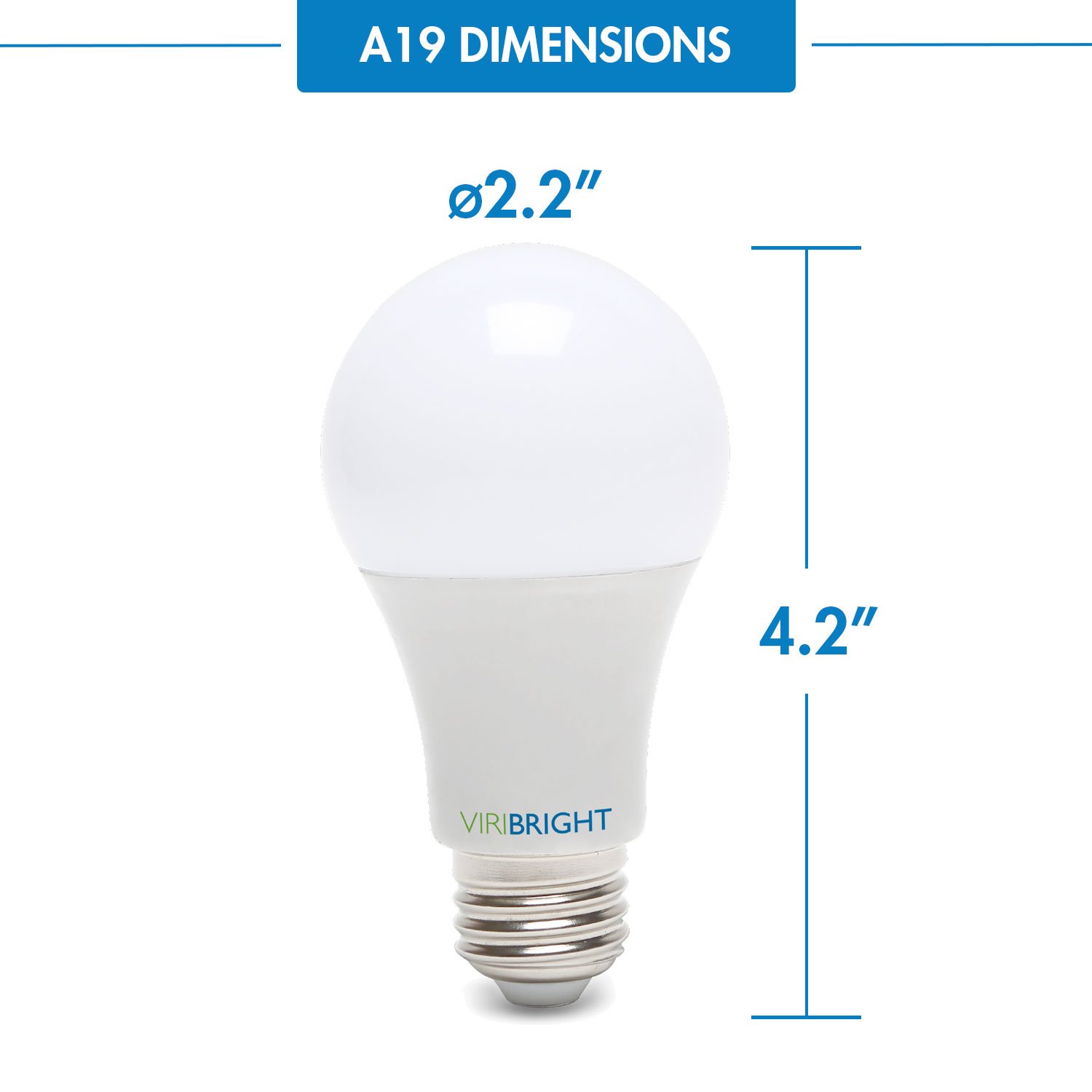 Viribright 751659-12 3038 LED Light Bulb, 100W Equivalent (13W) 6500K General Purpose a-Style, E26 Edison Base (Pack), Daylight, Pack of 12