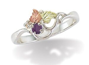 sterling silver black hills february birthstone ring with 3 mm round synthetic amethyst - ring size 10