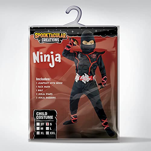 Spooktacular Creations Halloween Ninja Costume, Black Ninja Costume Kids, Ninja Accessories Costume Set, Ninja Suit, Halloween Costumes for Boys DressUp and RolePaly Party (Small (5-7 yrs))