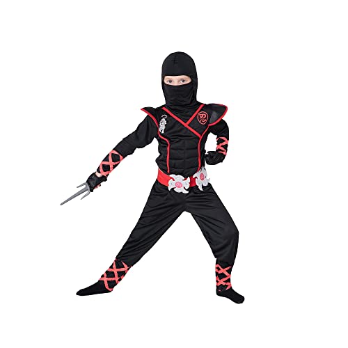 Spooktacular Creations Halloween Ninja Costume, Black Ninja Costume Kids, Ninja Accessories Costume Set, Ninja Suit, Halloween Costumes for Boys DressUp and RolePaly Party (Small (5-7 yrs))