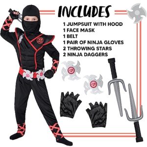 Spooktacular Creations Halloween Ninja Costume, Black Ninja Costume Kids, Ninja Accessories Costume Set, Ninja Suit, Halloween Costumes for Boys DressUp and RolePaly Party (Small (5-7 yrs))