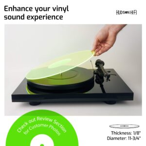 Acrylic Turntable Mat - 11.75" Greenlit Vinyl Record Acrylic Mat - Precision Machined Acrylic Turntable Platter Mat w/Record Label Recess - See-Through Record Mat for Standard 12" Turntable Platters