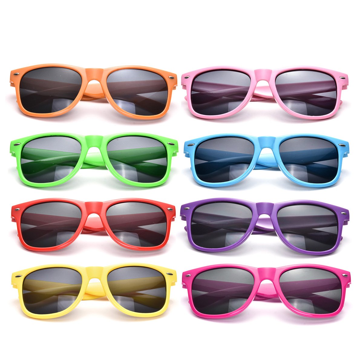 Neon Colors Party Favor Supplies Unisex Sunglasses Pack of 8 (Multicolor)