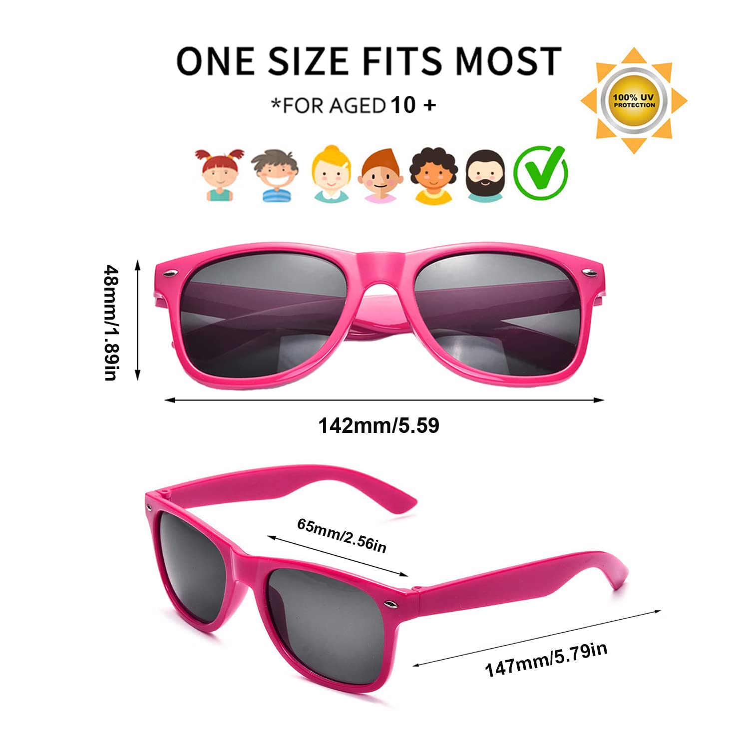 Neon Colors Party Favor Supplies Unisex Sunglasses Pack of 8 (Multicolor)