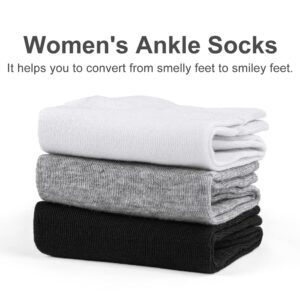 CHARMKING 8 Pairs Ankle Socks for Women Non Slip Cotton Socks No Show Socks Classic Low Cut Casual Socks (Black+White+Grey)