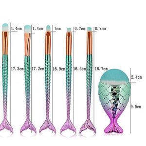 Makeup Brushes Set 11pcs 3D Mermaid Makeup Brush Cosmetic Brushes Eyeshadow Eyeliner Blush Brushes