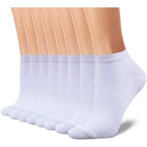 charmking 8 pairs ankle socks for women non slip cotton socks no show socks classic low cut casual socks (white)