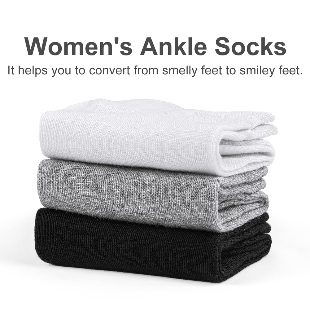 CHARMKING 8 Pairs Ankle Socks for Women Non Slip Cotton Socks No Show Socks Classic Low Cut Casual Socks (White)