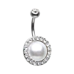 royal supreme jewelled imitation pearl wildklass belly button ring