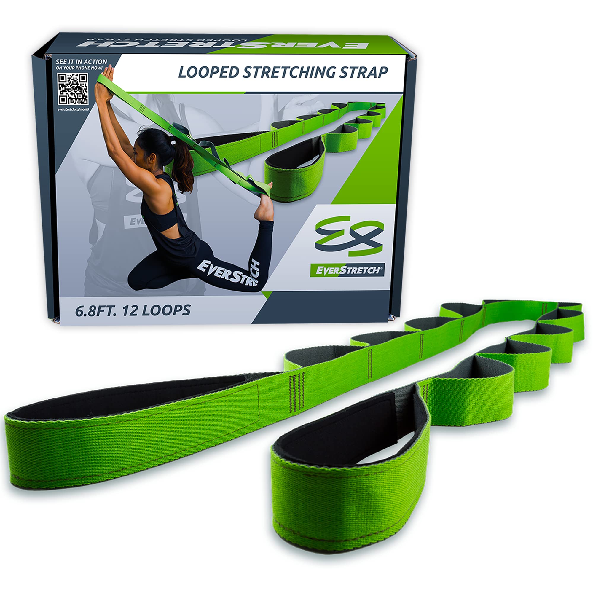 EverStretch Non-Elastic Stretching Strap with Loops - Move Freely with This Looped Stretch Strap Premium Stretch Band for Sports, Physical Therapy and Recovery from Knee Replacement Surgery.