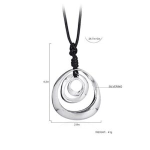 welbijoux Long Pendant Necklaces Silver Pendant Natural Black Rope Chain Bohemian Necklace for Women with Gift Box