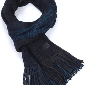 Marino Avenue Mens Scarf, Knit Striped Scarf, Long Winter Mens Scarves In An Elegant Gift Box - Azure Ash - One Size