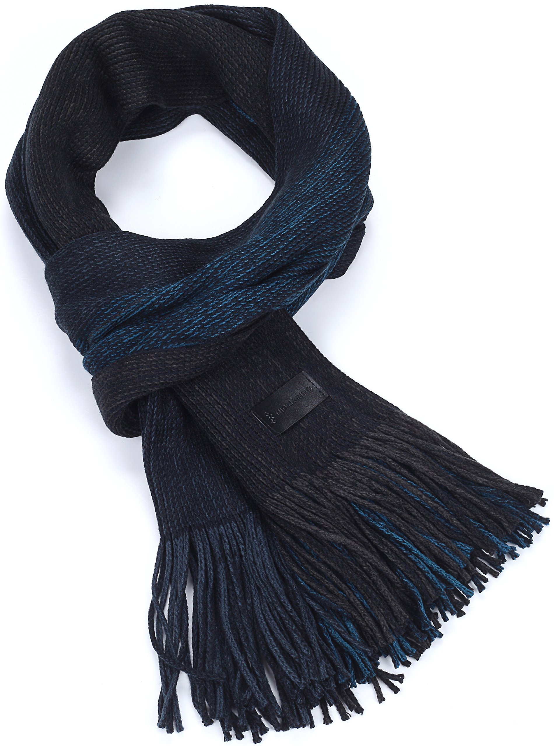 Marino Avenue Mens Scarf, Knit Striped Scarf, Long Winter Mens Scarves In An Elegant Gift Box - Azure Ash - One Size