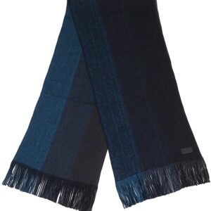 Marino Avenue Mens Scarf, Knit Striped Scarf, Long Winter Mens Scarves In An Elegant Gift Box - Azure Ash - One Size