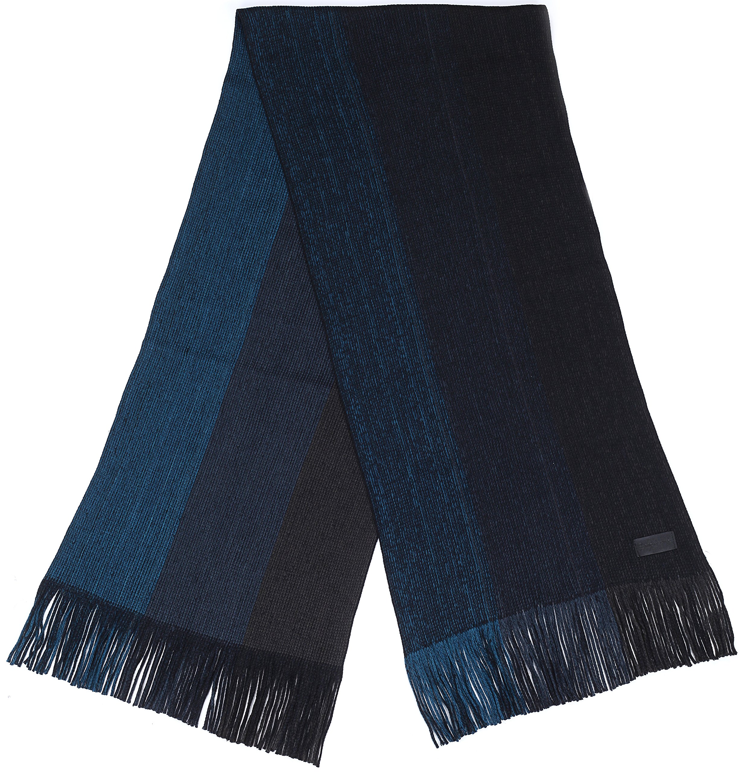 Marino Avenue Mens Scarf, Knit Striped Scarf, Long Winter Mens Scarves In An Elegant Gift Box - Azure Ash - One Size