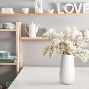 D'vine Dev 10 Inch Textured White Elegant Oval Ceramic Vase for Flowers, Home Décor Vase with Design Box, VS-LD-B-3