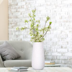 D'vine Dev 10 Inch Textured White Elegant Oval Ceramic Vase for Flowers, Home Décor Vase with Design Box, VS-LD-B-3