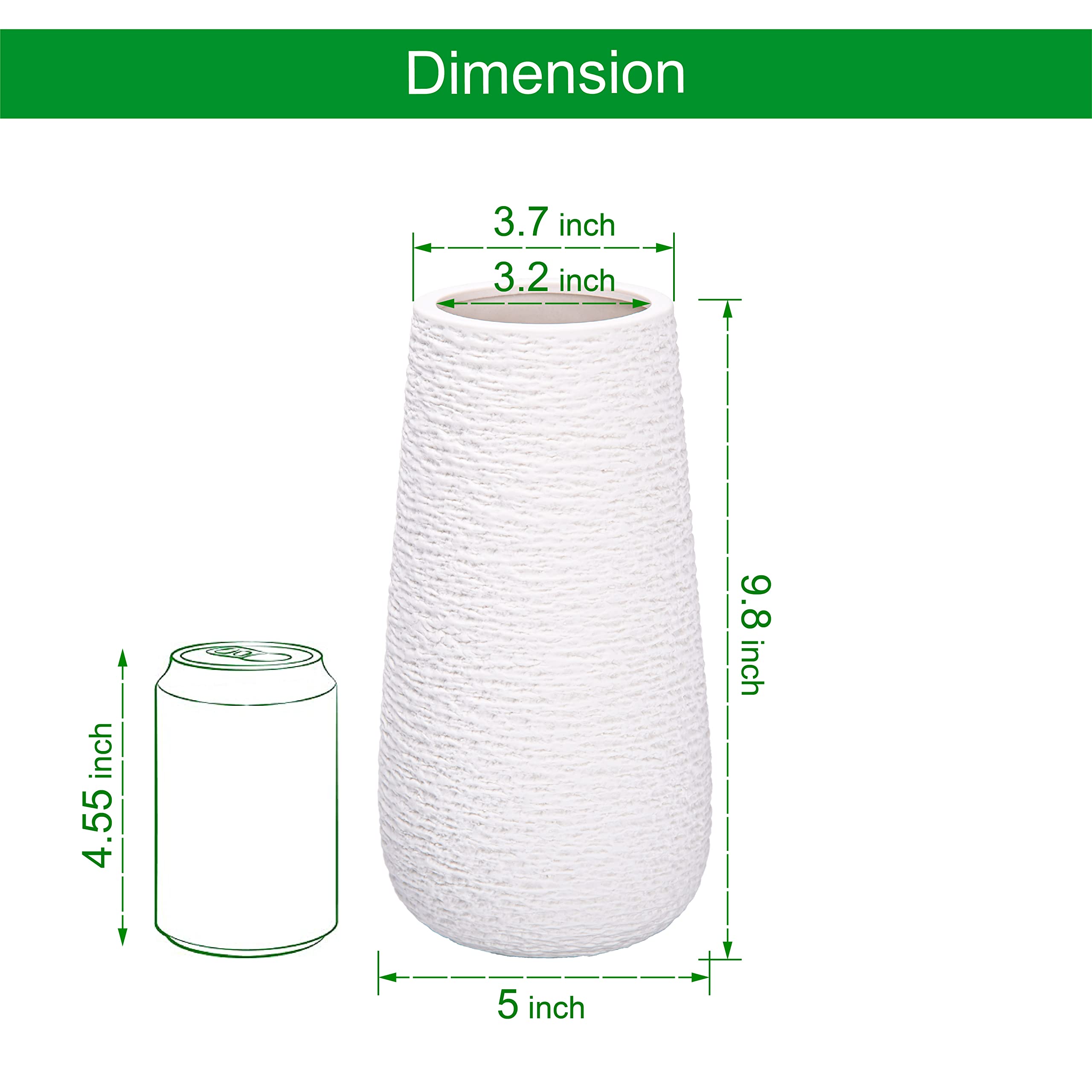 D'vine Dev 10 Inch Textured White Elegant Oval Ceramic Vase for Flowers, Home Décor Vase with Design Box, VS-LD-B-3