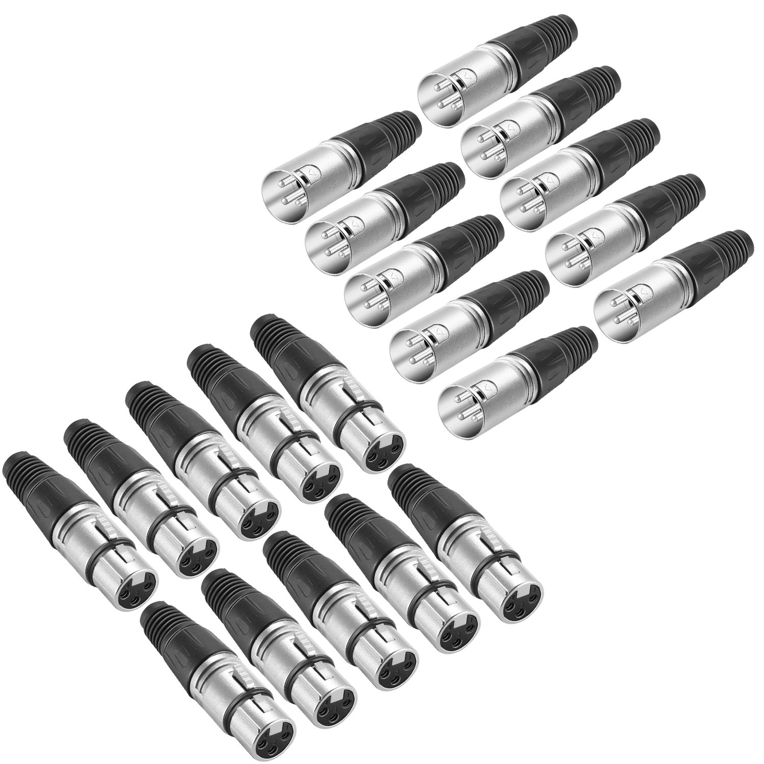 Neewer 20-Piece 3 Pin XLR Solder Type Connector - 10 Male and 10 Female Plug Cable Connector Microphone Audio Socket, Made of Zinc Alloy for High Conductivity and Ultra-low Noise (Metal End)