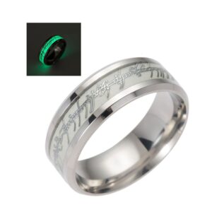 glow in the dark band 8mm wide stainless steel rings for men or women couples matching black wedding bridal ring ginger lyne fashion jewelry