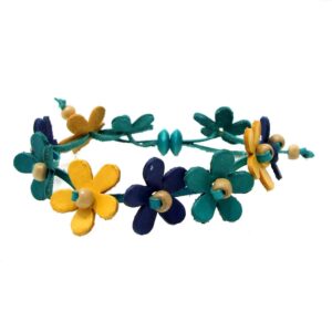 AeraVida Floral Garland Mix Color Genuine Leather Pull Slide Bracelet-10