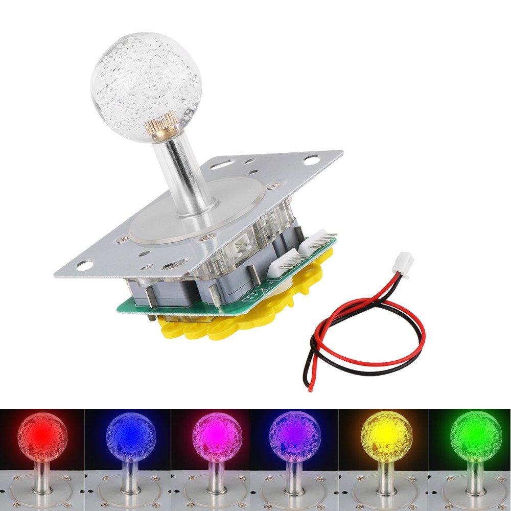 LED Arcade Illuminated Joystick,LED Colorful Illuminated Joystick Switchable from 4 to 8 Way Operation for Arcade Game For Arcade game for Video Game Arcad