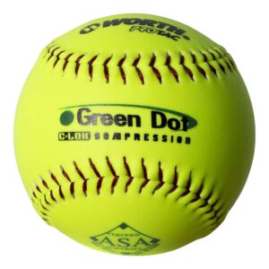 worth 11" protac hot dot asa slowptich softball, box of 12,yellow