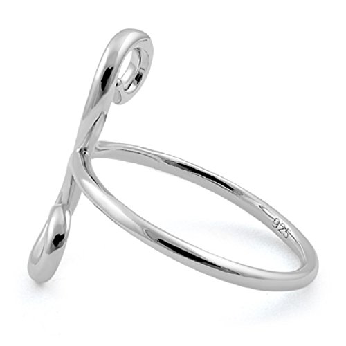 Heartbeat Sterling Silver Swirl Pattern Bypass Thumb,Index Finger Ring - (Size 3,4,5,6,7,8,9,10,11,12,13) (6)