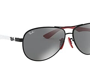 Ray-Ban RB8313M Scuderia Ferrari Collection Aviator Sunglasses, Black/Grey Mirrored Silver, 61 mm