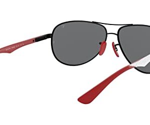 Ray-Ban RB8313M Scuderia Ferrari Collection Aviator Sunglasses, Black/Grey Mirrored Silver, 61 mm