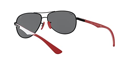 Ray-Ban RB8313M Scuderia Ferrari Collection Aviator Sunglasses, Black/Grey Mirrored Silver, 61 mm