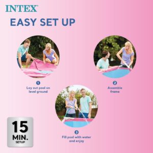 Intex 57172EP 4 Feet x 4 Feet x 12 Inch Mini Frame Above Ground Outdoor Backyard Swimming Pool with Drain Plug and Repair Patch - Colors May Vary