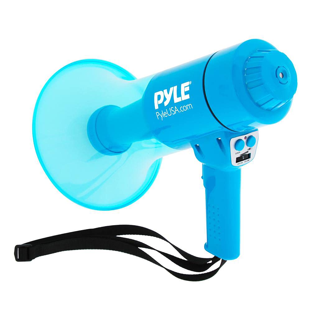 Pyle Compact and Portable Mega Phone Speaker - 40W Waterproof Bullhorn with Alarm Siren, Adjustable Volume, LED Flashlight, and AA Battery Power - Indoor/Outdoor Use for Cheering at Football Games