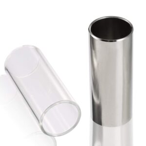 Pangda 2 Pieces Glass Slide and Stainless Steel Slide in Box for Guitar, Bass, Medium (6 cm)