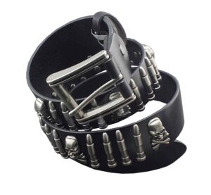 cool mens bullet skull stud punk rock biker real leather belt waistband726146236614