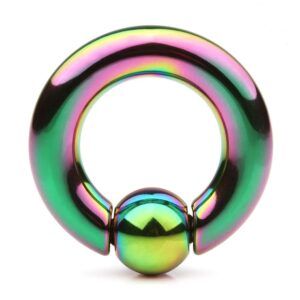 ruifan rainbow plated 316l surgical steel spring action captive bead ring cbr 4g 1/2 inch