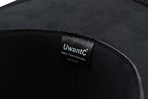 UwantC Mens Faux Felt Western Cowboy Hat Fedora Outdoor Wide Brim Hat with Strap Black