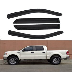 Outside Mount Window Visors Sun Rain Guards Deflectors fit 2009-2014 Ford F-150 SuperCrew 2010-2014 SVT Raptor SuperCrew