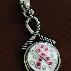 Interchangeable Mini Jewelry Pink Ribbon Cancer Awareness Pendant Holds 12mm Snaps My Prime Gifts