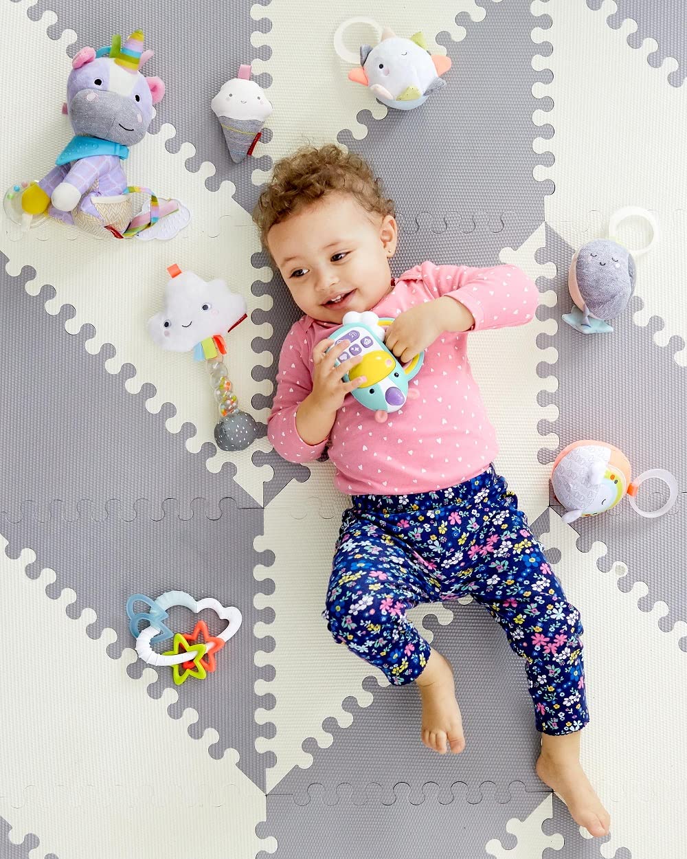 Skip Hop Bandana Buddies Baby Activity and Teething Toy with Multi-Sensory Rattle and Textures, Unicorn