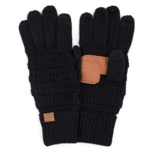 C.C Hatsandscarf CC Exclusives Women Solid Ribbed Glove with Smart Tips (G-20) (Black_Prime)