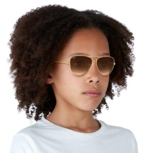 Ray-Ban Junior Kids' RJ9506S Metal Aviator Sunglasses, Arista/Brown Gradient Dark Brown, 52 mm