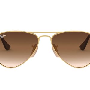 Ray-Ban Junior Kids' RJ9506S Metal Aviator Sunglasses, Arista/Brown Gradient Dark Brown, 52 mm