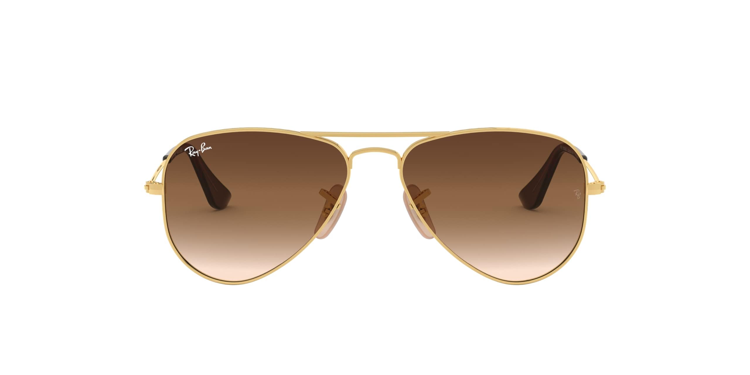 Ray-Ban Junior Kids' RJ9506S Metal Aviator Sunglasses, Arista/Brown Gradient Dark Brown, 52 mm