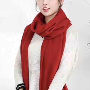 Wander Agio Women's Wraps Warm Long Scarves Winter Scarfs Pure Color Scarf Tassel Wine Red