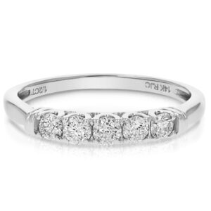 VIR JEWELS 1/2 cttw 5 Stone Diamond Ring Engagement Bridal in 14K White Gold Round Prong Size 6