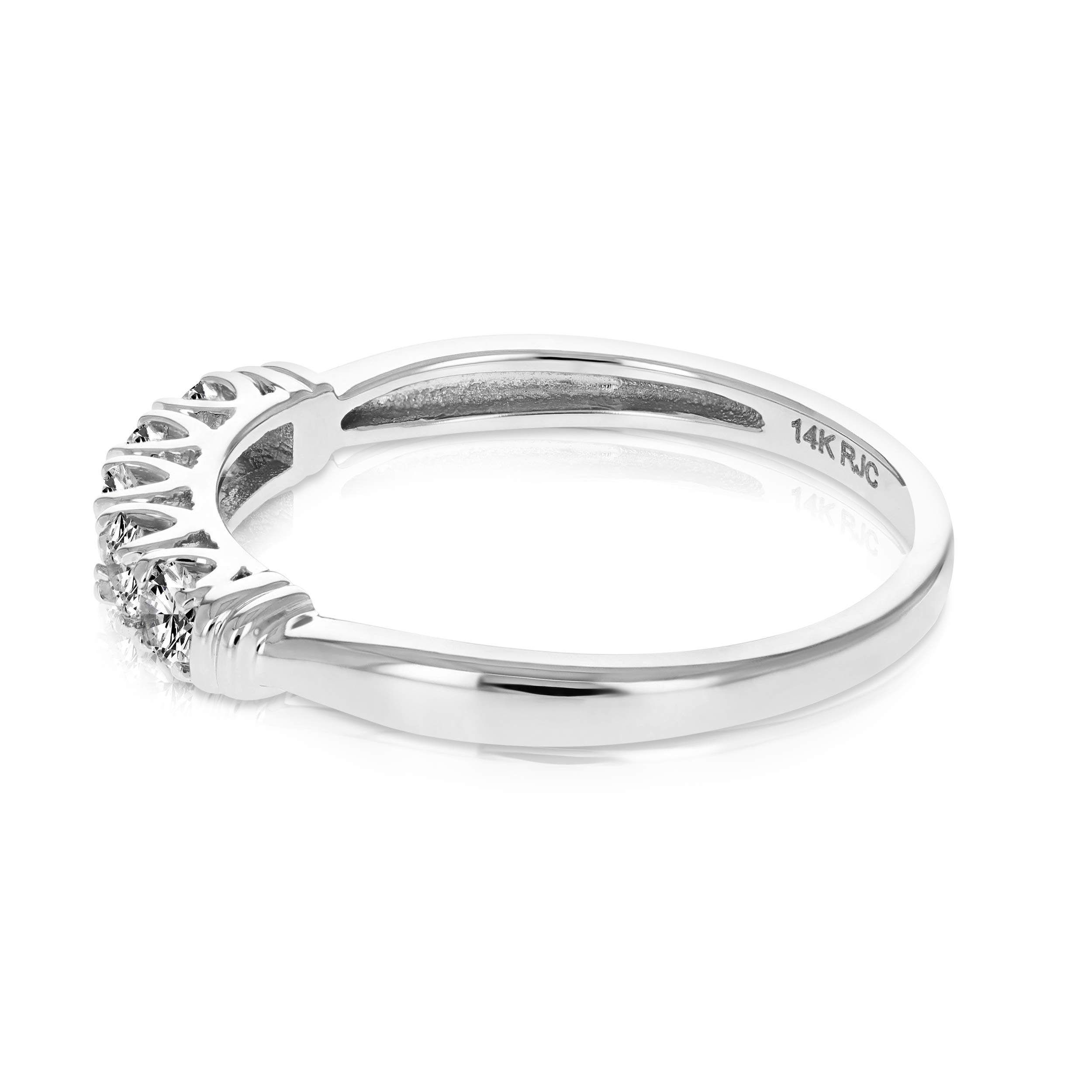 VIR JEWELS 1/2 cttw 5 Stone Diamond Ring Engagement Bridal in 14K White Gold Round Prong Size 6